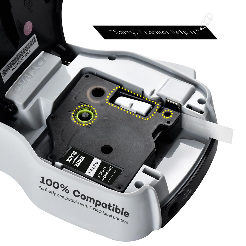 dymo d1 24mm 53721 white on black label tapes Ribbon compatible Dymo D1 label printer for Dymo Label Printer DYMO LM160 LM280