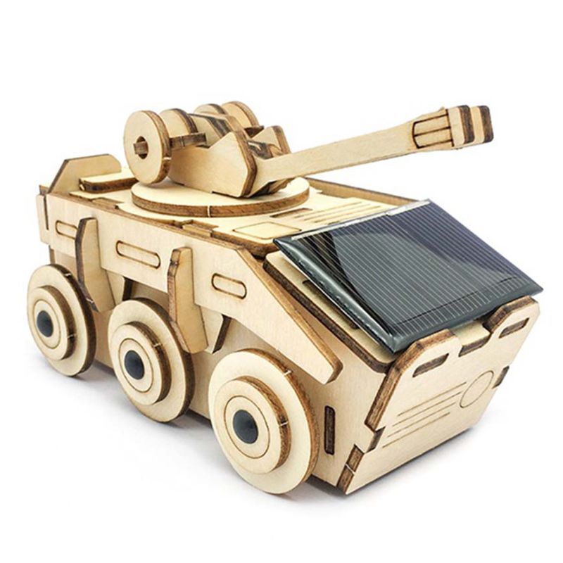 Wooden Solar Tank Model Kits DIY Educational Science Kits DIY Educational Science Kits for Kids Teens Age 8-12