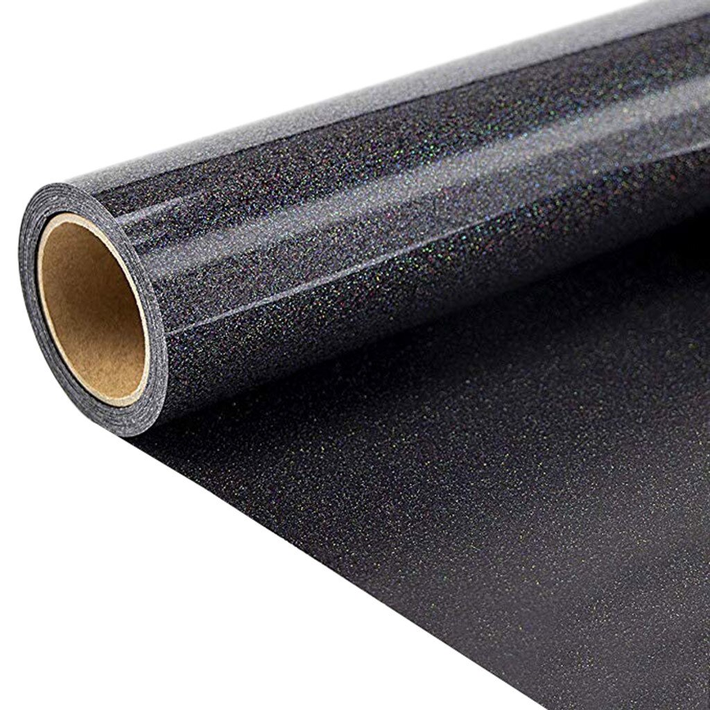 Glitter Warmteoverdracht Vinyl Voor T-shirts 10 Inches Door 10 Voeten Glitter Roll Snijplotter Ijzer Op Shirt D3: Black