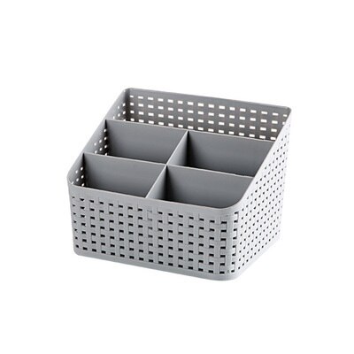 Imitation Rattan 5 Slots Grid Makeup Organizer Plastic Multi-grip Rack Desktop Storage Case Cosmetics Storage Box: gray