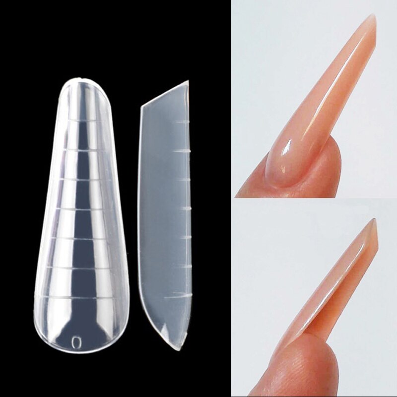 60 st dubbla former för snabb konstruktion poly uv naglar gel tips heltäckande förlängningsformar övre former konst falsk nagel