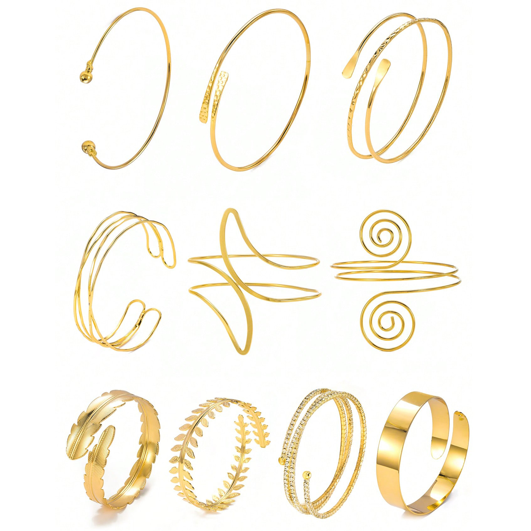 Ftcy pulseira de braço boho para mulheres, vintage, geométrica, cor dourada, folha, pulseiras de braço femininas, joias ajustáveis