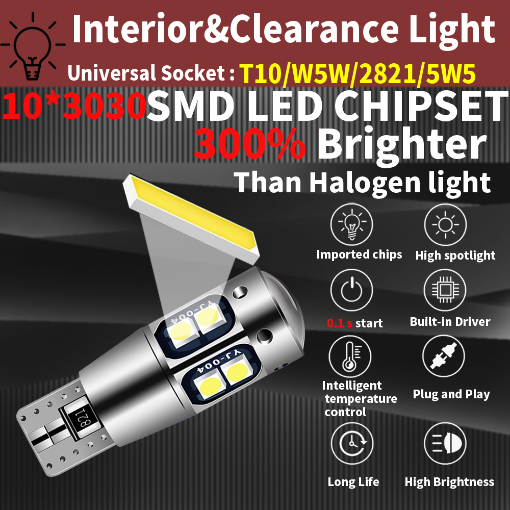 2 uds Canbus T10 W5W 5W5 WY5W LED 3030 10-SMD bombilla de luz de estacionamiento de posición lateral para VW T4 T5 Golf Tiguan Jetta City Touran Passat