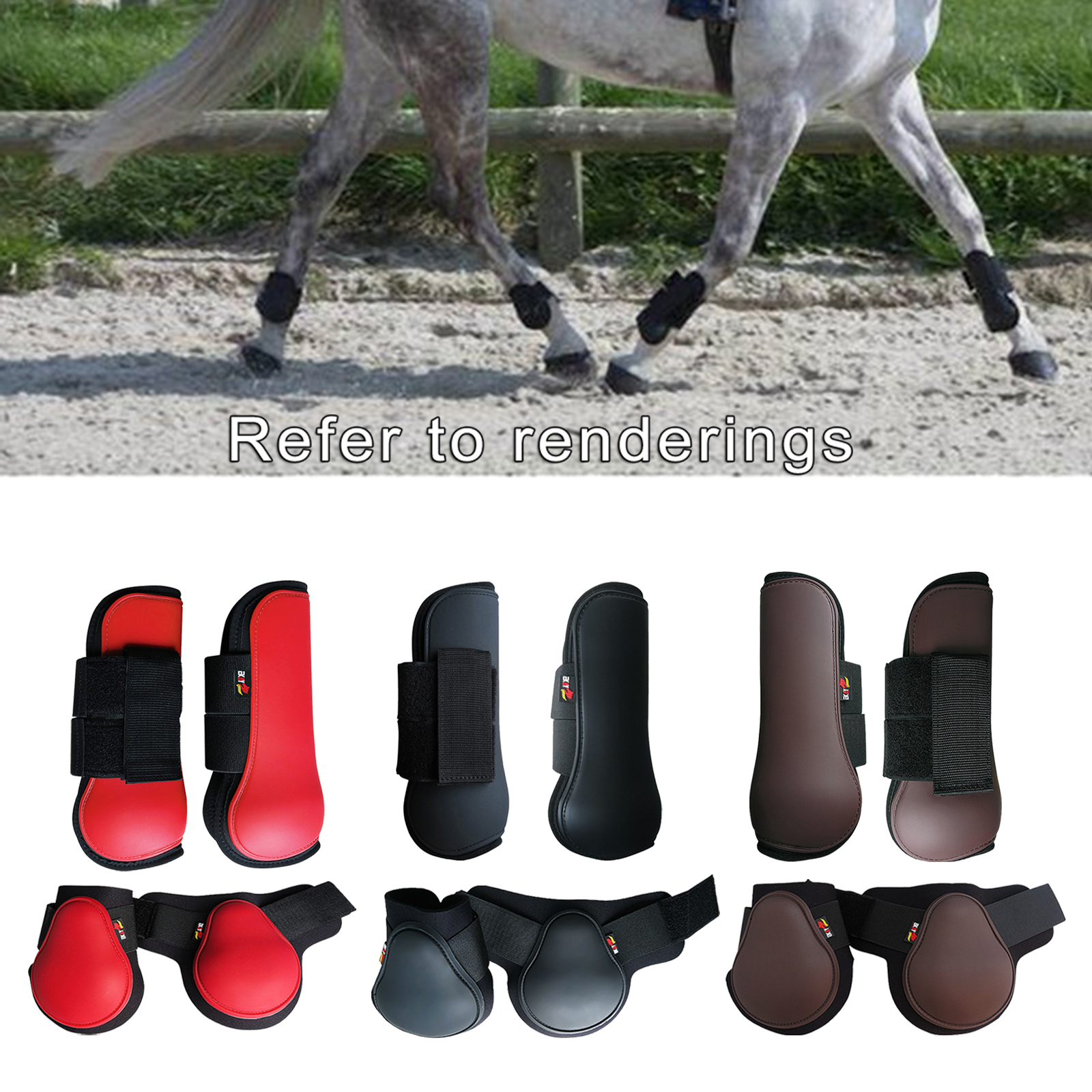 Equestrian Horse Leg Tendon Boots Exercise Adjustable PU Leather Guard