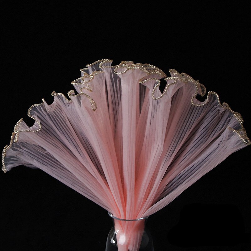 Gasa de envoltura de 28cm x 4,5 yardas, malla ondulada, material de embalaje de flores, gasa rosa, paquete floral, suministros para decoración del hogar: coral gold