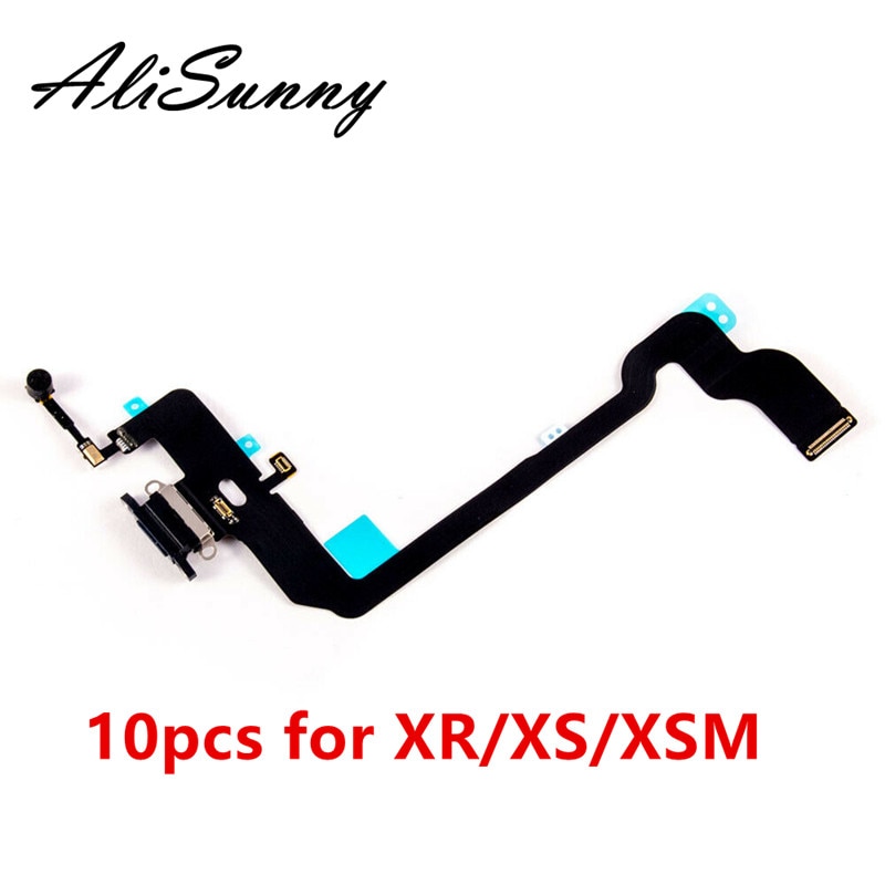 AliSunny 10pcs puerto de carga Cable flexible para iPhone XR XS XSM cargador de conector Dock USB piezas de reparación de micrófono