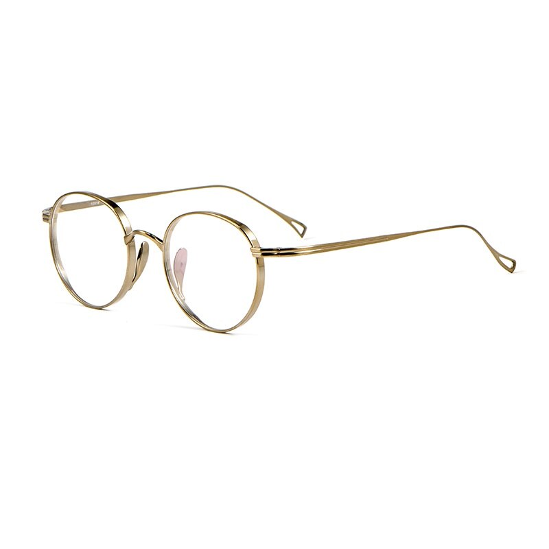 Japanese Handmade Glasses Frame Retro Oval Round KMN113 Pure Titanium Light Men Woman Eyeglasses Myopia Reading Eyewear Frames: bronze