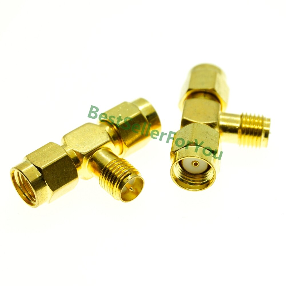 SMA RP-SMA Male Female To SMA RP-SMA Male Female 2X SMA 3 WAY right angle RF Connector Adapter Converter