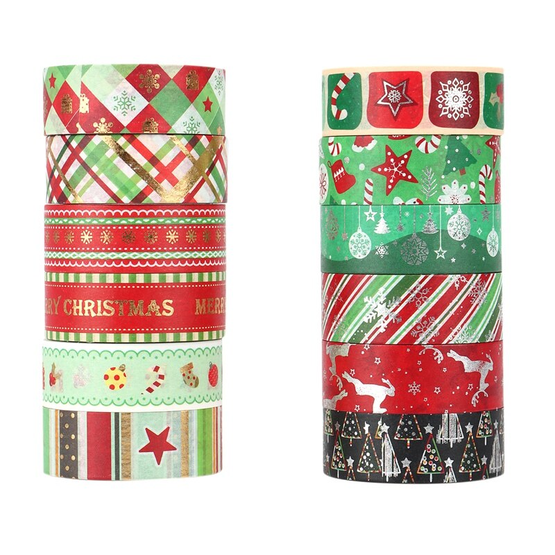 6/12Rolls Christmas Washi Tape Set Xmas Decorative Scrapbooking Santa - View #5