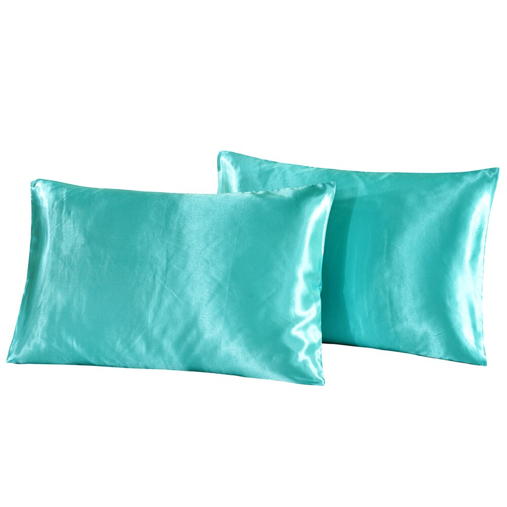 1Pc Koningin Satijn Zijde Kussensloop Kussen Case Cover Thuis Beddengoed Smoothy Kussen Rechthoek Beddengoed Kussen: Blauw