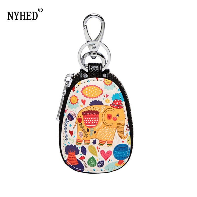 Nyhed Cartoon Print Sleutel Houders Kleine Rits Portemonnee Vrouwen Pouch