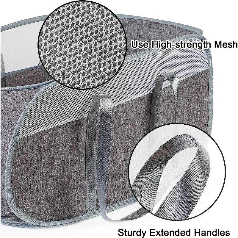Creatieve Mesh Wasserij Pop-Upmand Wasmanden Duurzame Handgrepen Lichtgewicht Opvouwbare Wasserijen Mand Wasruimte Opslag