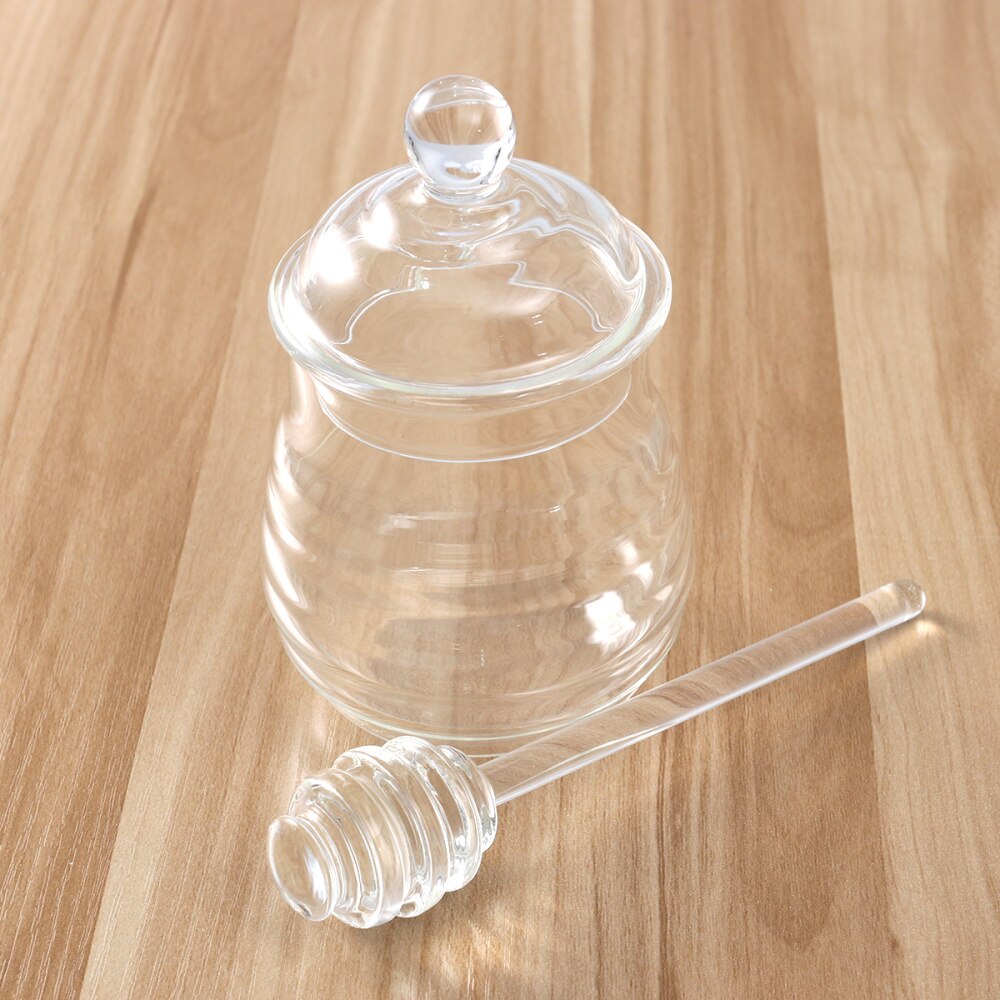 Bote de cristal para Miel de 250ml, tarro transparente para mermelada con cucharón y tapa para uso doméstico para Cocina: As Shown