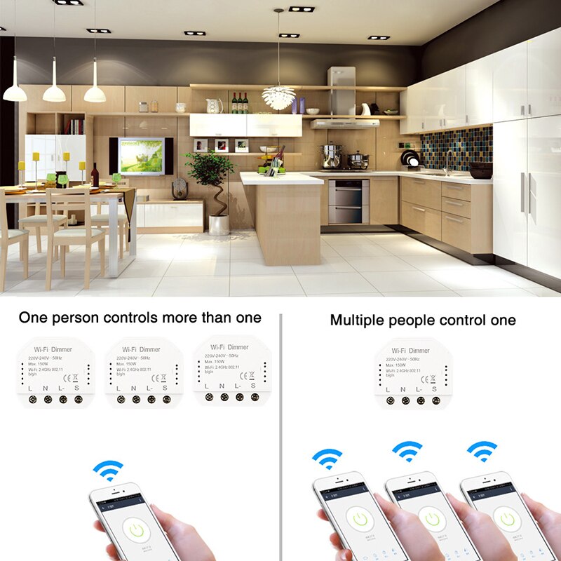 DIY inteligente WiFi luz LED Dimmer interruptor regulador de vida inteligente/Tuya APP Control remoto 1/2 forma interruptor trabaja con Alexa eco de Google