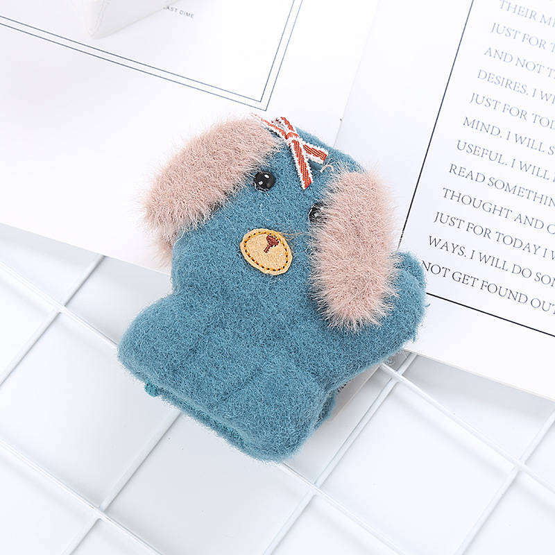 Wecute nuevos guantes para niños invierno de lana de doble capa más terciopelo engrosamiento lindo guantes calientes para bebés guantes para niños: green