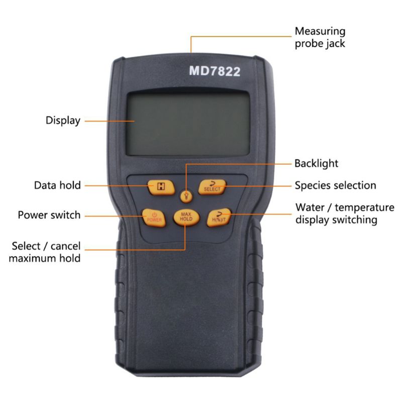 Digital Wheat Corn Grain Moisture Meter MD7822 LCD Display Humidity Tester