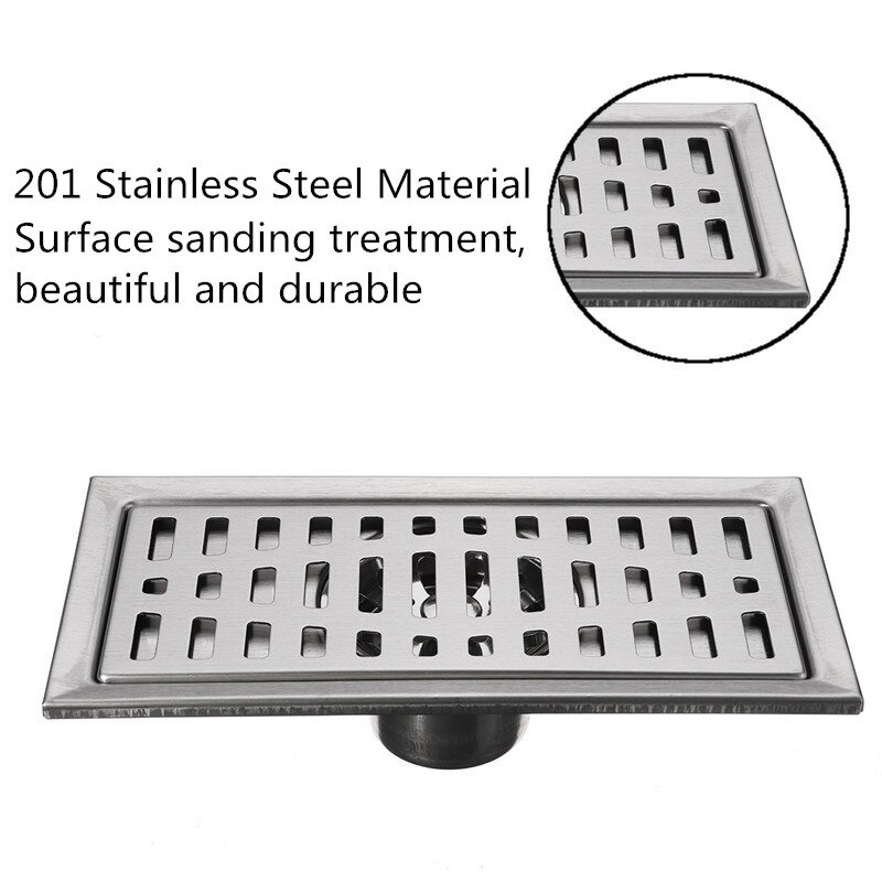 20x10cm Stainless Steel Floor Drain Tile Linear Shower Wetroom Bathroom