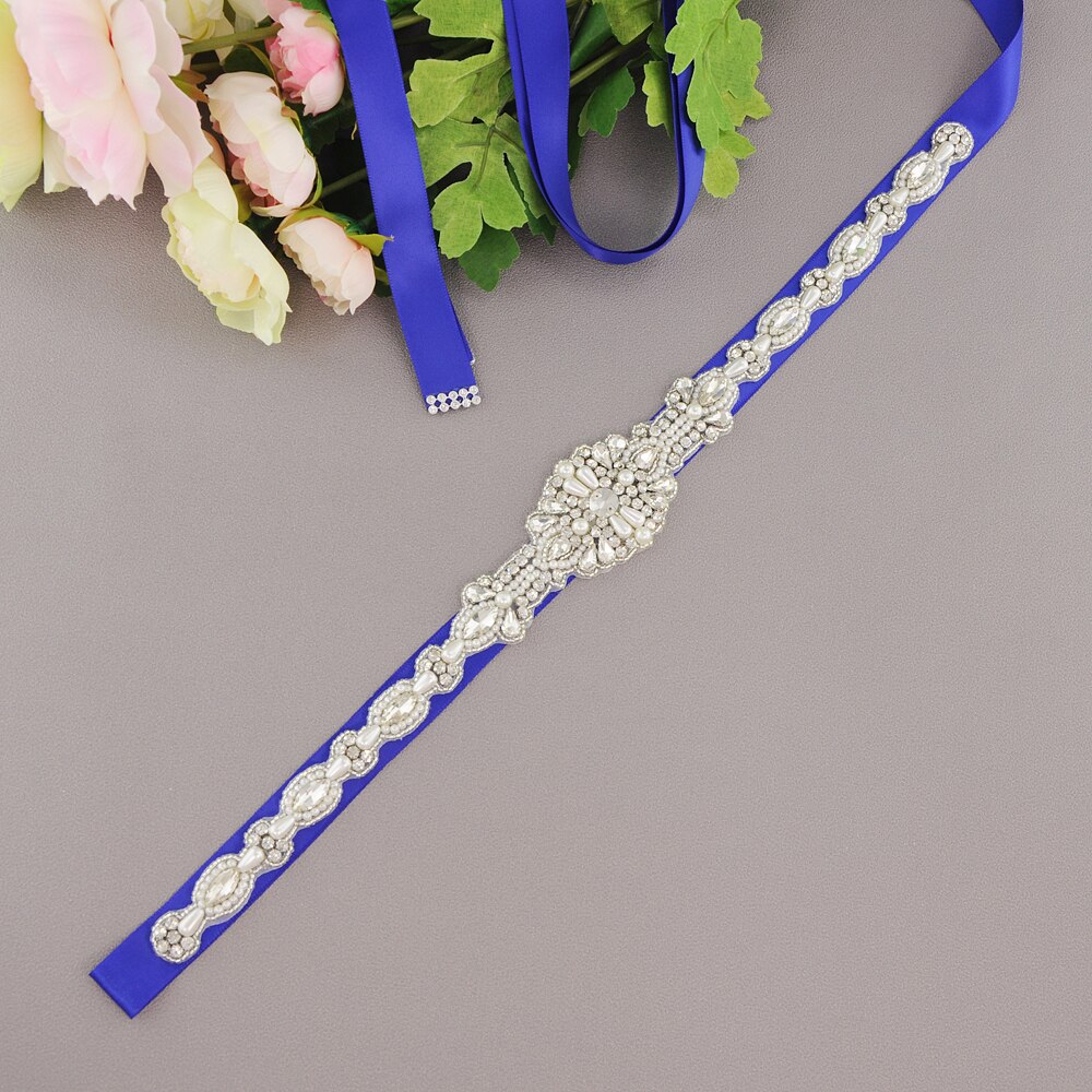 ZMS388 Rhinestone Belt Wedding Dress Belt Bridal Belt Wedding Accessories Mariage Sash Bridesmaid Belt Wedding Belt Women Belt: royal blue