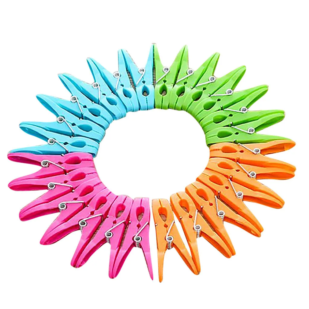 24 Uds. De pinzas de plástico para ropa de lavandería, pinzas para colgar, pinzas para alimentos para el hogar, pinzas para ropa, calcetines, ropa interior, soporte para tendedero