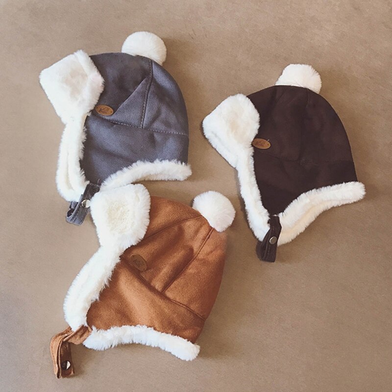 Toddler Baby Boys Hat Kids Children Ear Flap Muff Winter Warm Plush Cap Beanie