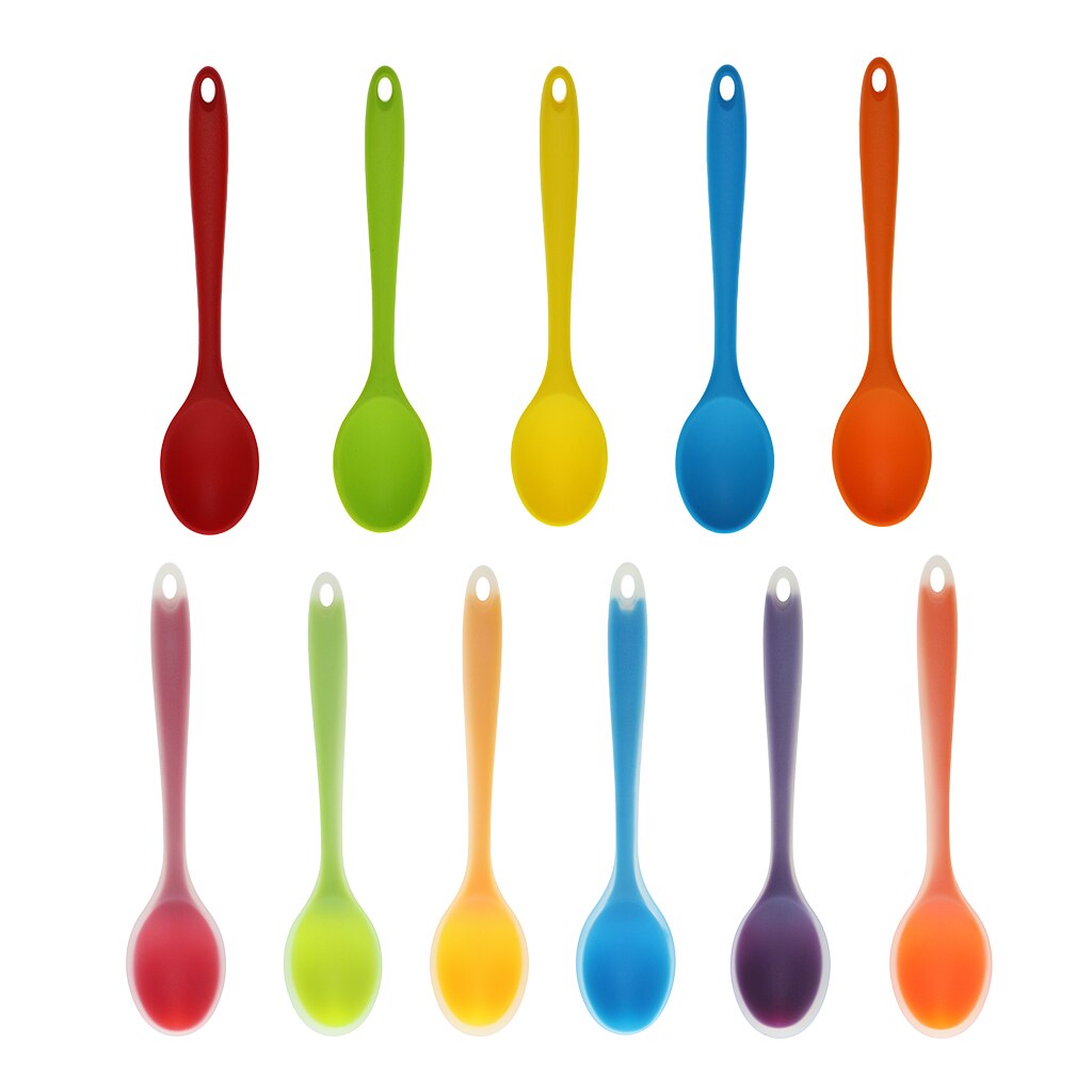 Dinner Table Soup Spoon Silicone Tablespoon Long Handle Flatware 20.5x4.5cm