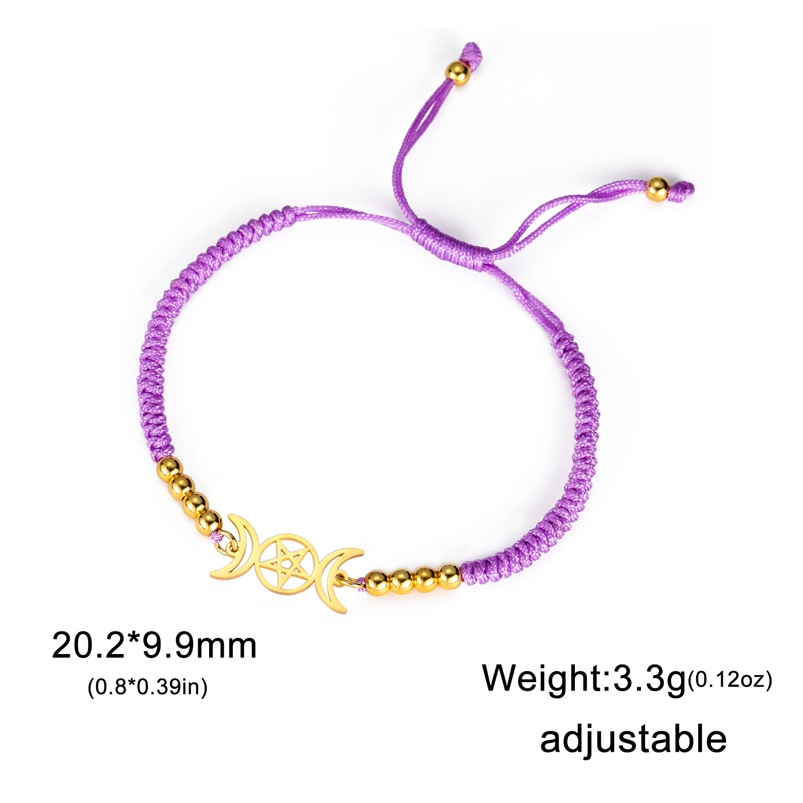 COOLTIME Triple Moon Goddess Bracelet for Women Men Stainless Steel Pentagram Magic Wicca Amulet Bracelet Jewelry Birthday: Dark Gold