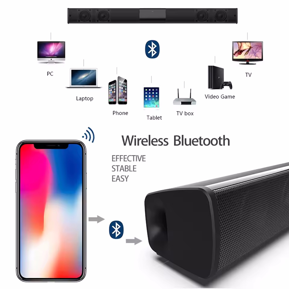 Soundbar Voor TV Subwoofer Bluetooth Speaker Sound Bar Box Muziek Draadloze Radio FM Caixa De Som Grote Bocina Bass Blootooth Coluna