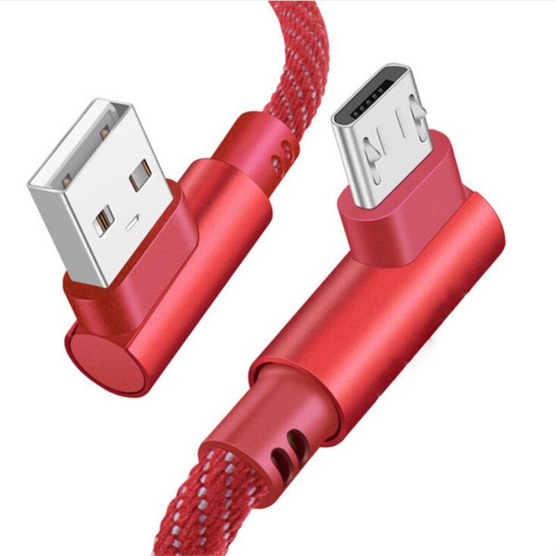 Micro usb de 90 graus para carregamento rápido, cabo de carga para xiaomi redmi 4 4x 5 6 7 note 3 4 5 usb cabo de dados carregador para samsung a5 a6 a7: Red For Micro / 1m