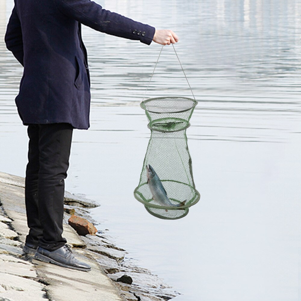 3pcs Mesh Hole Folding Crab Lobster Net Fishing Net Fishing Accessories (Small Size) (Green)