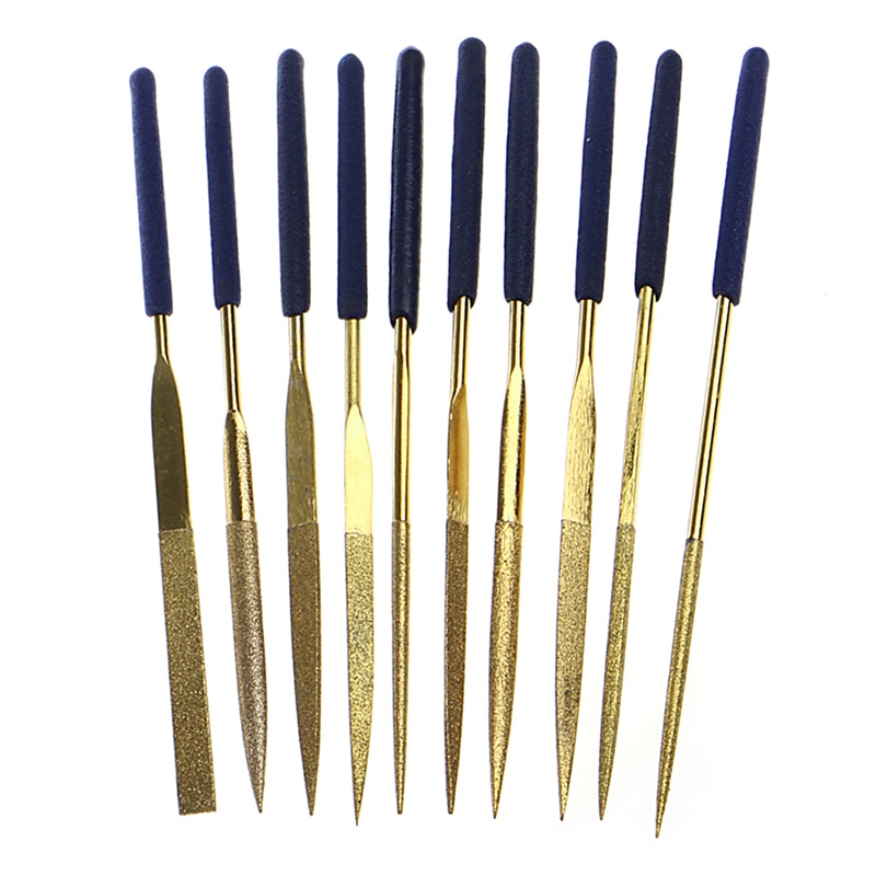 Set van 10 platte vijlen met titanium diamantcoating voor metaalbewerkingsgereedschap