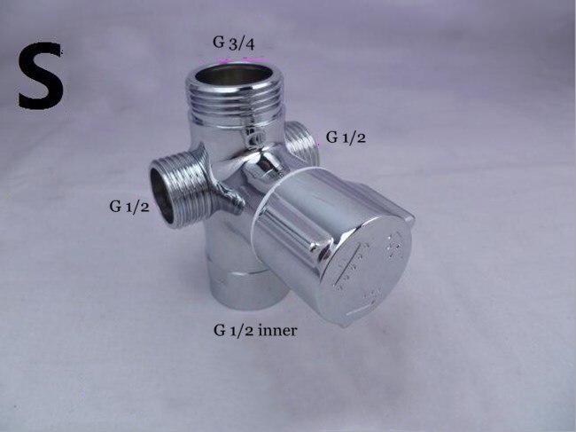 Three-way Water Diverter T-shaped Adapter Shower Diverters Connector Toilet Bidet Water Separator Faucet Splitter Valve: S