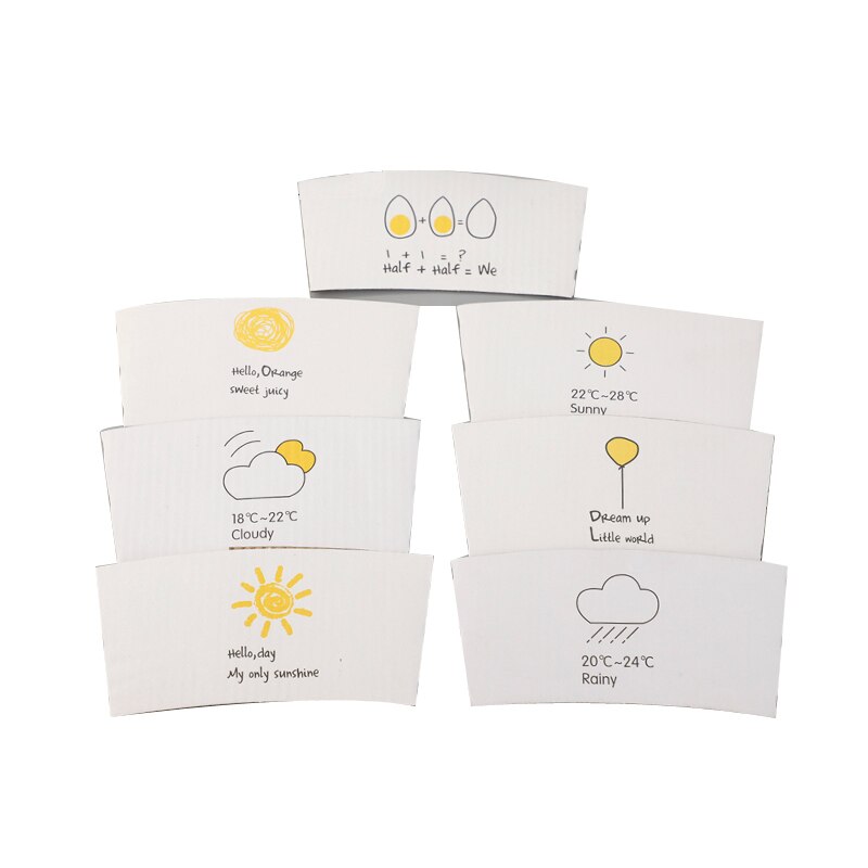 25PCS Disposable Cup Sleeve Paper Kraft Cold Drinks Tea Coffee Beverage For Coffee Shops Takeaway Water Bottle Party Decor: Random pattern4