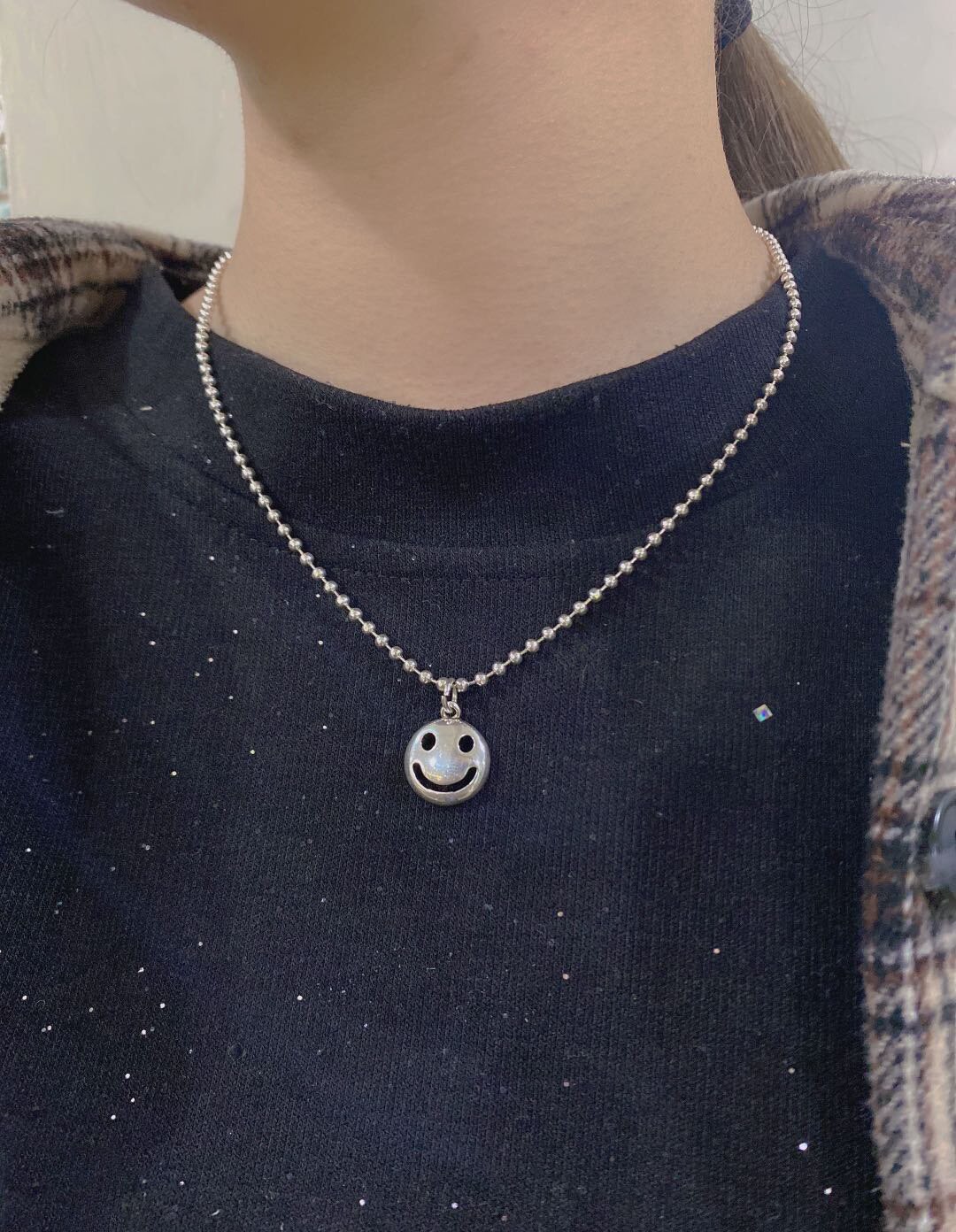 Anenjery Eenvoudige 925 Sterling Zilveren Lucky Kralen Kettingen Voor Vrouwen Korte Keten Choker Collares S-N554: Default Title