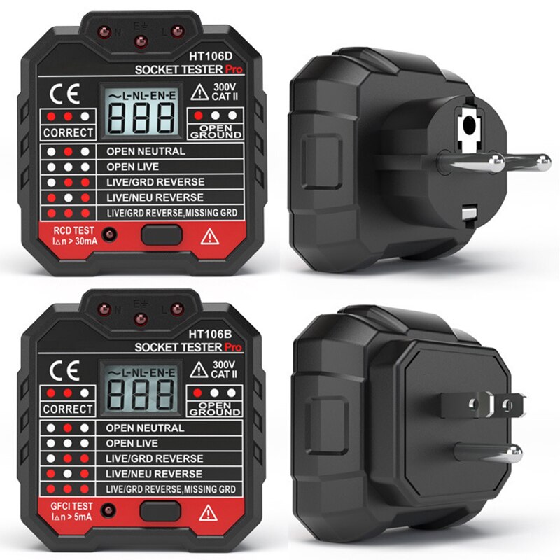 Socket Test Tool Power Electric Mains Fault Checker LCD Display Plug Test Machine THIN889