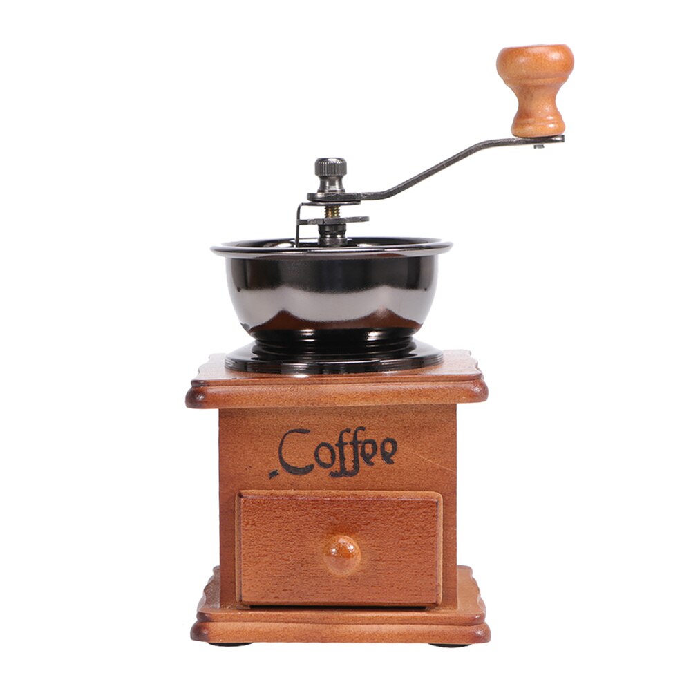Wooden Coffee Grinder Household Hand Crank Coffee Mill Manual Coffee Maker Kitchen Coffee Accessory for Home Shop: Default Title