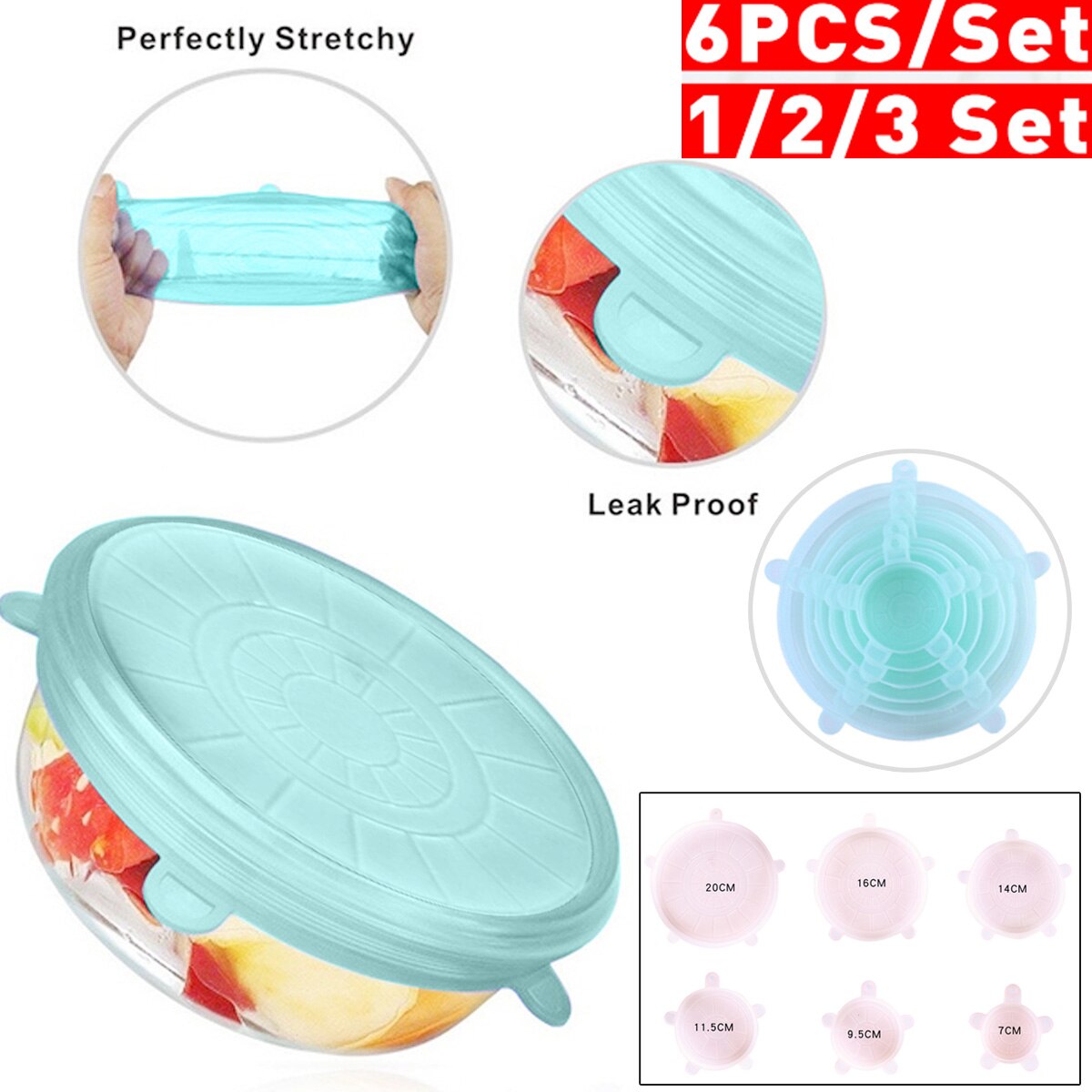 Tapa de silicona reutilizable para mantener fresco, cubiertas herméticas para comida, utensilios de cocina con tapa elástica para mantener fresco Bol sellado