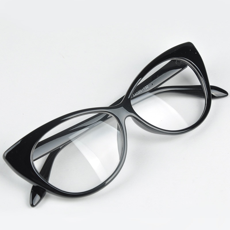 Top cat eye bril retro zwarte dames brilmontuur heldere lenzen vintage brillen skibril @: A