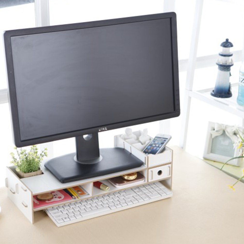 Computer Keyboard Desktop Storage Rack Stationery Drawer Pens Sundries Shelf Home Accessories