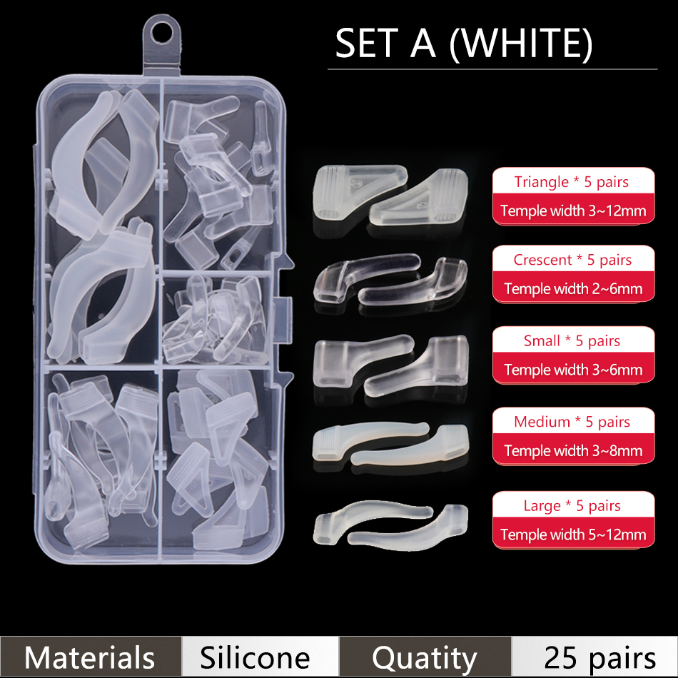 Ear Grip Hooks Anti-slip Holder Glasses Sunglasses Silicone Ear Hook Set For Eyeglasses Eyewear Accessories: black