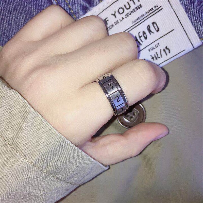 8mm Rotated Titanium Ring for Men and Women Arab Numerals