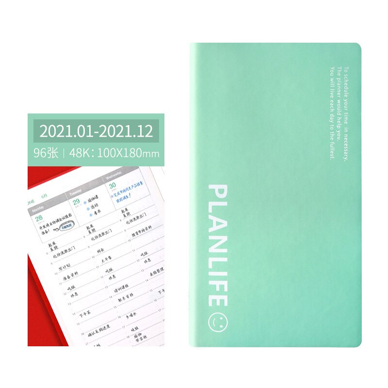 Planner Organizer Agenda Small A6 Diary Notebook and Journal Weekly Notepad Business Plan Pocket Note Book Traveles Daily: Light Green