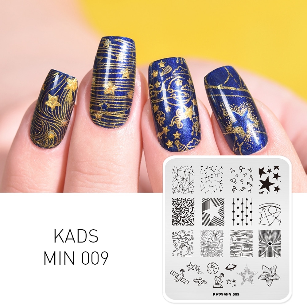 Kads stjernehimmel nail art stempel skabelon stjerne & måne manicure negle art billedplade til negle art dekorationer stempel
