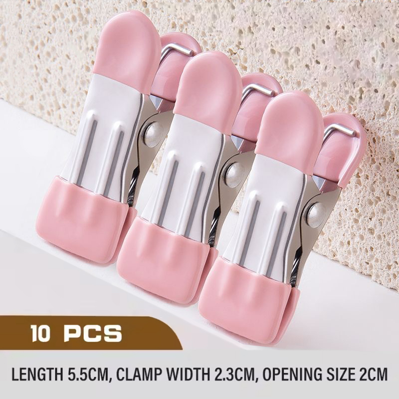 ​ Pinzas para colgar ropa portátiles, organizador de ropa para armario, pinzas para ropa de acero inoxidable, pinzas para ropa, percha para pantalones, 10 Uds.: Rojo