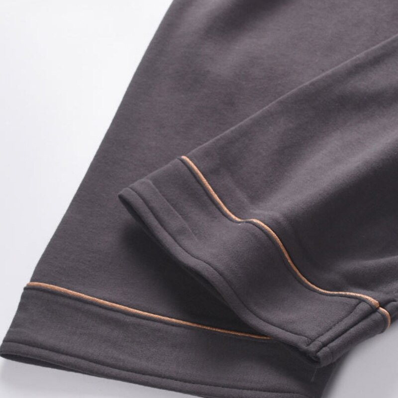 Pijama 100% de algodón para hombre, ropa de dormir de manga larga delgada y pantalones, traje informal para el hogar, camisón de talla grande L-3XL, Otoño e Invierno