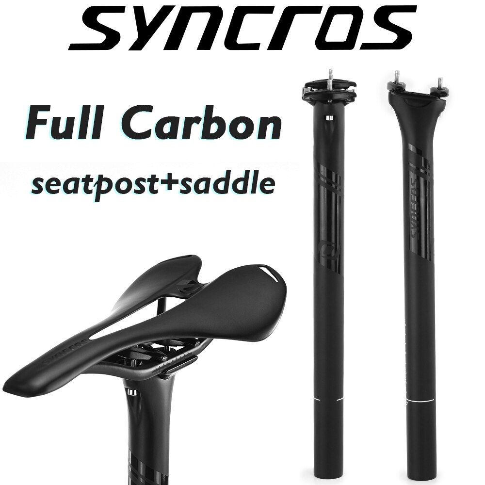 SYNCROS – tige de selle de vélo en Fiber de carbone mat, 27.2/30.8/31.6mm * 350/400mm, coussin de siège de vtt