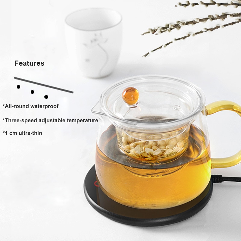 Casa 220V Copa calienta posavasos para tazas calentador eléctrico termostato estera de la taza de taza para café o leche