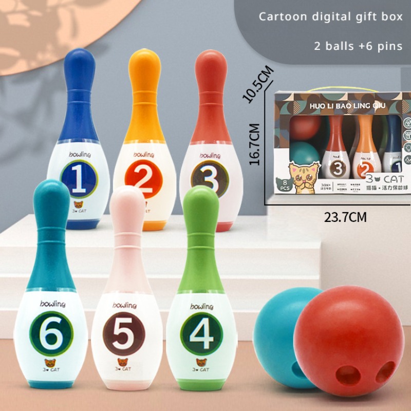 Ensemble de balles de bowling pour enfants, jouet de sport d'intérieur, jouets d'extérieur pour garçons et filles, jeux interactifs parent-enfant, d'anniversaire: WHITE
