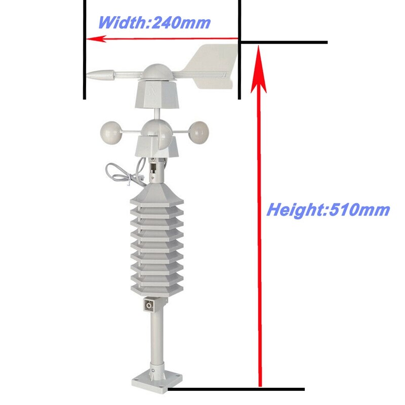 Rf 433Mhz Draadloze Weerstation Klok Met Wind Snelheid En Richting Sensor