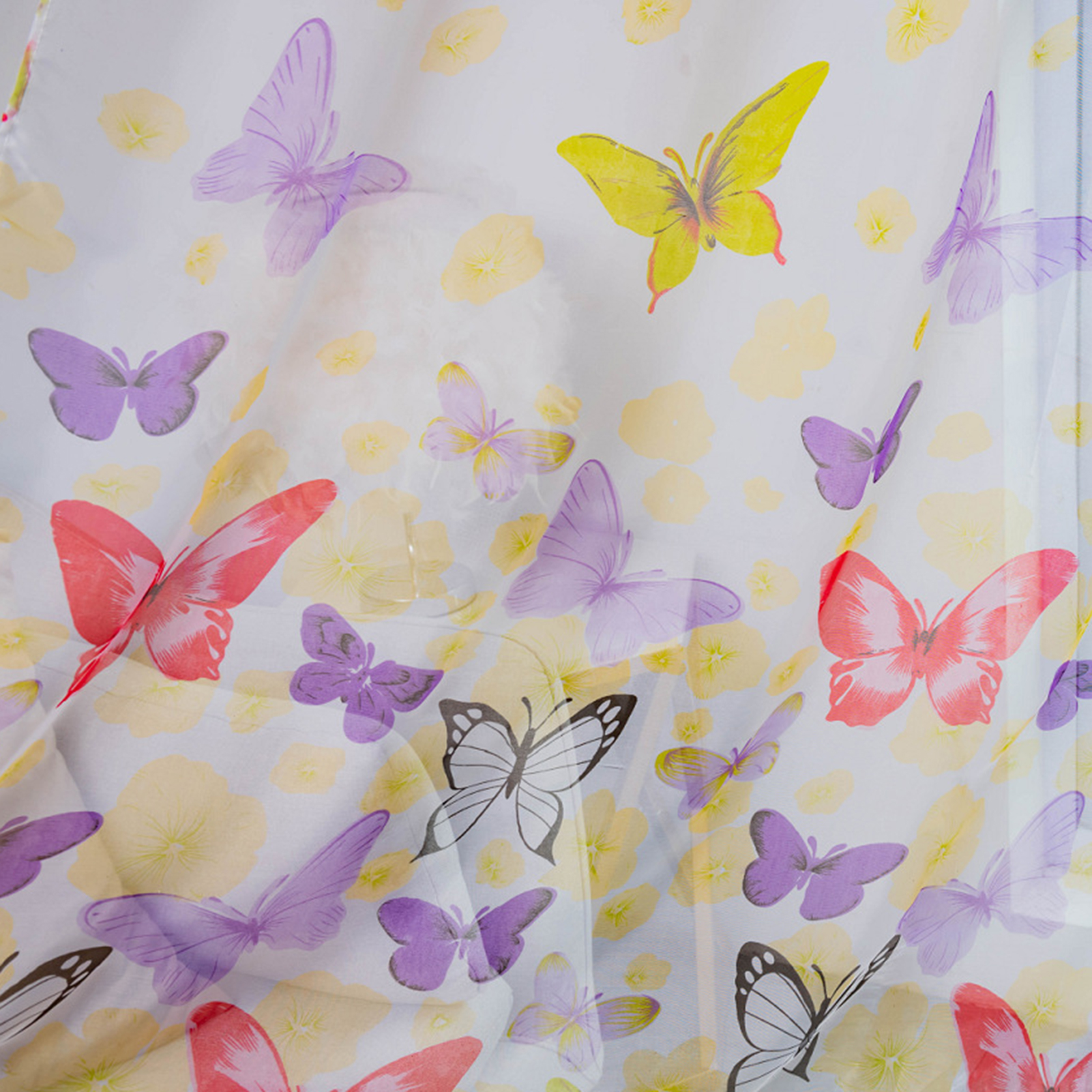 1Pc/2Pcs Soft Curtain 1*2m / 1*2.7m Lightweight Voile Curtain Reusable Polyester Peony Flower Printed Curtain Room Decoration