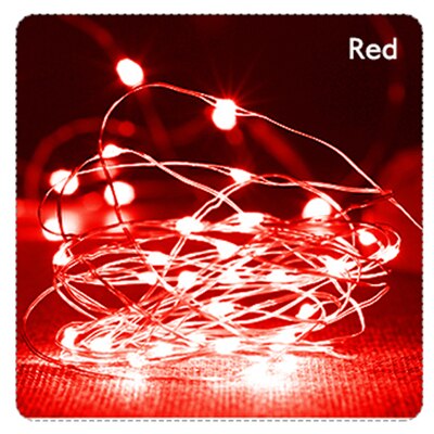 Guirlande lumineuse LED avec fil d&#39;argent, 2/5/10M, pour noël, fête à domicile, mariage, décoration, bouteille, féerique: Red / 2M 20LEDs